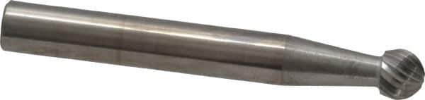 SGS Pro - 1/4" Cut Diam, 1/4" Shank Diam, Ball Head Single Cut Burr - Carbide, Radius End, 7/32" LOC - Industrial Tool & Supply