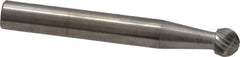 SGS Pro - 1/4" Cut Diam, 1/4" Shank Diam, Ball Head Single Cut Burr - Carbide, Radius End, 7/32" LOC - Industrial Tool & Supply