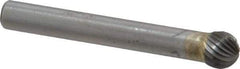 SGS Pro - 5/16" Cut Diam, 1/4" Shank Diam, Ball Head Single Cut Burr - Carbide, Radius End, 1/4" LOC - Industrial Tool & Supply