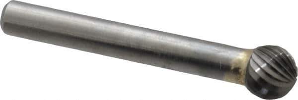 SGS Pro - 3/8" Cut Diam, 1/4" Shank Diam, Ball Head Single Cut Burr - Carbide, Radius End, 5/16" LOC - Industrial Tool & Supply