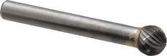 SGS Pro - 3/8" Cut Diam, 1/4" Shank Diam, Ball Head Single Cut Burr - Carbide, Radius End, 5/16" LOC - Industrial Tool & Supply