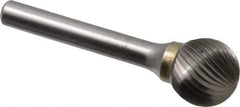 SGS Pro - 5/8" Cut Diam, 1/4" Shank Diam, Ball Head Single Cut Burr - Carbide, Radius End, 9/16" LOC - Industrial Tool & Supply