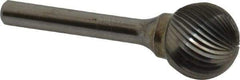 SGS Pro - 3/4" Cut Diam, 1/4" Shank Diam, Ball Head Single Cut Burr - Carbide, Radius End, 11/16" LOC - Industrial Tool & Supply