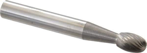 SGS Pro - 1/4" Cut Diam, 1/4" Shank Diam, Oval Head Single Cut Burr - Carbide, Radius End, 3/8" LOC - Industrial Tool & Supply