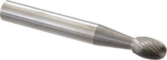 SGS Pro - 1/4" Cut Diam, 1/4" Shank Diam, Oval Head Single Cut Burr - Carbide, Radius End, 3/8" LOC - Industrial Tool & Supply