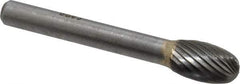 SGS Pro - 3/8" Cut Diam, 1/4" Shank Diam, Oval Head Single Cut Burr - Carbide, Radius End, 5/8" LOC - Industrial Tool & Supply