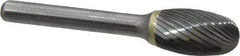 SGS Pro - 1/2" Cut Diam, 1/4" Shank Diam, Oval Head Single Cut Burr - Carbide, Radius End, 7/8" LOC - Industrial Tool & Supply