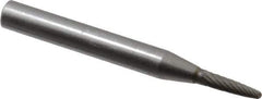 SGS Pro - 1/8" Cut Diam, 1/4" Shank Diam, Tree Head Single Cut Burr - Carbide, Radius End, 1/2" LOC - Industrial Tool & Supply