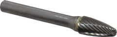 SGS Pro - 3/8" Cut Diam, 1/4" Shank Diam, Tree Head Single Cut Burr - Carbide, Radius End, 3/4" LOC - Industrial Tool & Supply