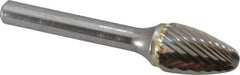 SGS Pro - 1/2" Cut Diam, 1/4" Shank Diam, Tree Head Single Cut Burr - Carbide, Radius End, 3/4" LOC - Industrial Tool & Supply