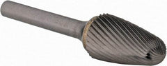 SGS Pro - 5/8" Cut Diam, 1/4" Shank Diam, Tree Head Single Cut Burr - Carbide, Radius End, 1" LOC - Industrial Tool & Supply