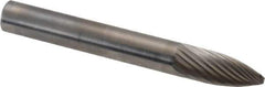 SGS Pro - 1/4" Cut Diam, 1/4" Shank Diam, Tree Head Single Cut Burr - Carbide, Point End, 5/8" LOC, 2" OAL - Industrial Tool & Supply