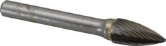 SGS Pro - 3/8" Cut Diam, 1/4" Shank Diam, Tree Head Single Cut Burr - Carbide, Point End, 3/4" LOC, 2-1/2" OAL - Industrial Tool & Supply