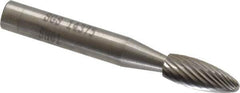 SGS Pro - 1/4" Cut Diam, 1/4" Shank Diam, Flame Head Single Cut Burr - Carbide, Radius End, 5/8" LOC, 2" OAL - Industrial Tool & Supply