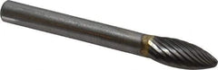 SGS Pro - 5/16" Cut Diam, 1/4" Shank Diam, Flame Head Single Cut Burr - Carbide, Radius End, 3/4" LOC, 1/4" OAL - Industrial Tool & Supply