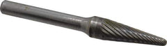 SGS Pro - 3/8" Cut Diam, 1/4" Shank Diam, Taper Head Single Cut Burr - Carbide, Radius End, 1-1/16" LOC - Industrial Tool & Supply