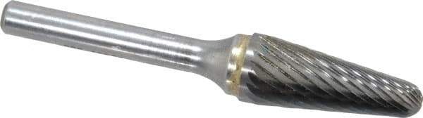 SGS Pro - 1/2" Cut Diam, 1/4" Shank Diam, Taper Head Single Cut Burr - Carbide, Radius End, 1-1/8" LOC - Industrial Tool & Supply