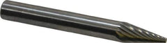 SGS Pro - 1/4" Cut Diam, 1/4" Shank Diam, Cone Head Single Cut Burr - Carbide, Point End, 1/2" LOC - Industrial Tool & Supply