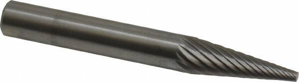 SGS Pro - 1/4" Cut Diam, 1/4" Shank Diam, Cone Head Single Cut Burr - Carbide, Point End, 3/4" LOC - Industrial Tool & Supply