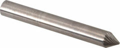 SGS Pro - 1/4" Cut Diam, 1/4" Shank Diam, Cone Head Single Cut Burr - Carbide, Point End, 3/16" LOC, 2" OAL - Industrial Tool & Supply