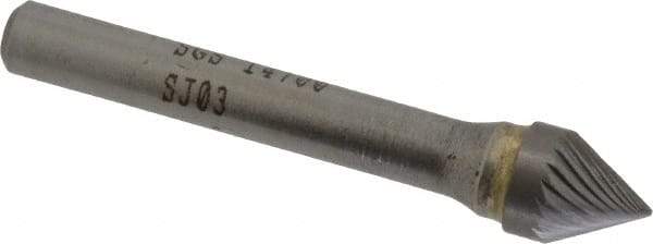 SGS Pro - 3/8" Cut Diam, 1/4" Shank Diam, Cone Head Single Cut Burr - Carbide, Point End, 5/16" LOC, 2-1/16" OAL - Industrial Tool & Supply