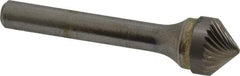 SGS Pro - 1/2" Cut Diam, 1/4" Shank Diam, Cone Head Single Cut Burr - Carbide, Point End, 1/4" LOC, 2" OAL - Industrial Tool & Supply