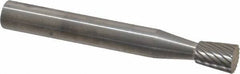 SGS Pro - 1/4" Cut Diam, 1/4" Shank Diam, Inverted Cone Head Single Cut Burr - Carbide, Flat End, 5/16" LOC - Industrial Tool & Supply