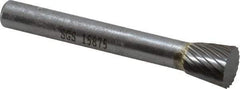 SGS Pro - 3/8" Cut Diam, 1/4" Shank Diam, Inverted Cone Head Single Cut Burr - Carbide, Flat End, 3/8" LOC - Industrial Tool & Supply
