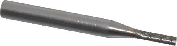 SGS Pro - 1/8" Cut Diam, 1/4" Shank Diam, Cylinder Head Double Cut Burr - Carbide, Flat End, 1/2" LOC - Industrial Tool & Supply