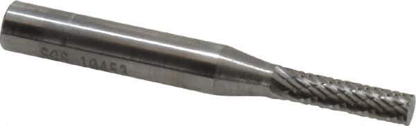 SGS Pro - 5/32" Cut Diam, 1/4" Shank Diam, Cylinder Head Double Cut Burr - Carbide, Flat End, 5/8" LOC - Industrial Tool & Supply