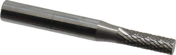 SGS Pro - 3/16" Cut Diam, 1/4" Shank Diam, Cylinder Head Double Cut Burr - Carbide, Flat End, 5/8" LOC, 2" OAL - Industrial Tool & Supply