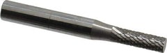 SGS Pro - 3/16" Cut Diam, 1/4" Shank Diam, Cylinder Head Double Cut Burr - Carbide, Flat End, 5/8" LOC, 2" OAL - Industrial Tool & Supply