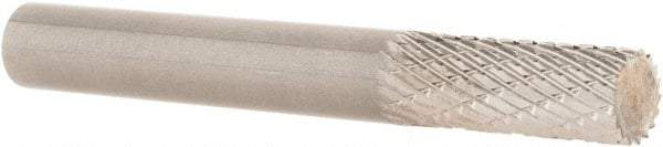 SGS Pro - 1/4" Cut Diam, 1/4" Shank Diam, Cylinder Head Double Cut Burr - Carbide, Flat End, 5/8" LOC, 2" OAL - Industrial Tool & Supply