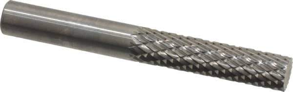 SGS Pro - 1/4" Cut Diam, 1/4" Shank Diam, Cylinder Head Double Cut Burr - Carbide, Flat End, 1" LOC, 2" OAL - Industrial Tool & Supply