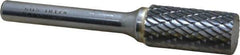 SGS Pro - 1/2" Cut Diam, 1/4" Shank Diam, Cylinder Head Double Cut Burr - Carbide, Flat End, 1" LOC, 2-3/4" OAL - Industrial Tool & Supply