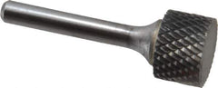 SGS Pro - 3/4" Cut Diam, 1/4" Shank Diam, Cylinder Head Double Cut Burr - Carbide, Flat End, 1/2" LOC - Industrial Tool & Supply