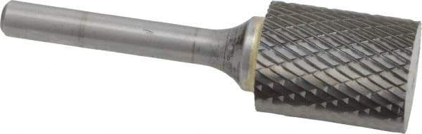 SGS Pro - 3/4" Cut Diam, 1/4" Shank Diam, Cylinder Head Double Cut Burr - Carbide, Flat End, 1" LOC, 2-3/4" OAL - Industrial Tool & Supply