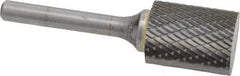 SGS Pro - 3/4" Cut Diam, 1/4" Shank Diam, Cylinder Head Double Cut Burr - Carbide, Flat End, 1" LOC, 2-3/4" OAL - Industrial Tool & Supply