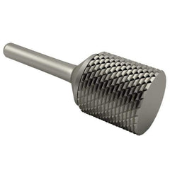 SGS Pro - 1" Cut Diam, 1/4" Shank Diam, Cylinder Head Double Cut Burr - Carbide, Flat End, 1" LOC, 2-3/4" OAL - Industrial Tool & Supply