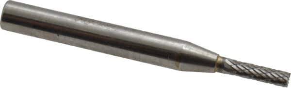 SGS Pro - 1/8" Cut Diam, 1/4" Shank Diam, Cylinder with End Cut Head Double Cut Burr - Carbide, End Cut End, 1/2" LOC - Industrial Tool & Supply