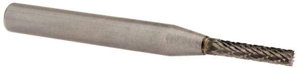 SGS Pro - 1/8" Cut Diam, 1/4" Shank Diam, Cylinder with End Cut Head Double Cut Burr - Carbide, End Cut End, 5/8" LOC, 2" OAL - Industrial Tool & Supply