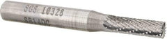 SGS Pro - 3/16" Cut Diam, 1/4" Shank Diam, Cylinder with End Cut Head Double Cut Burr - Carbide, End Cut End, 5/8" LOC, 2" OAL - Industrial Tool & Supply