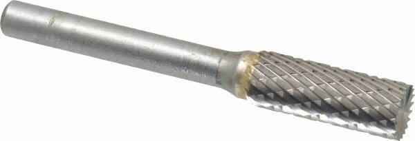 SGS Pro - 3/8" Cut Diam, 1/4" Shank Diam, Cylinder with End Cut Head Double Cut Burr - Carbide, End Cut End, 1" LOC - Industrial Tool & Supply