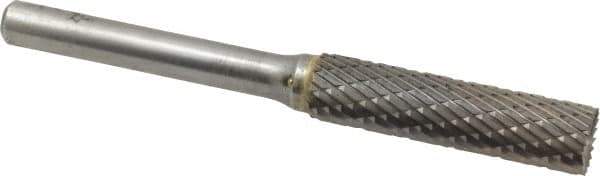 SGS Pro - 3/8" Cut Diam, 1/4" Shank Diam, Cylinder with End Cut Head Double Cut Burr - Carbide, End Cut End, 1-1/2" LOC - Industrial Tool & Supply