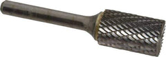 SGS Pro - 5/8" Cut Diam, 1/4" Shank Diam, Cylinder with End Cut Head Double Cut Burr - Carbide, End Cut End, 1" LOC, 2-3/4" OAL - Industrial Tool & Supply