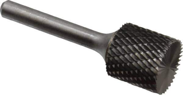 SGS Pro - 3/4" Cut Diam, 1/4" Shank Diam, Cylinder with End Cut Head Double Cut Burr - Carbide, End Cut End, 3/4" LOC, 2-1/2" OAL - Industrial Tool & Supply