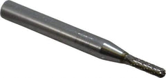 SGS Pro - 1/8" Cut Diam, 1/4" Shank Diam, Cylinder with Radius Head Double Cut Burr - Carbide, Radius End, 1/2" LOC - Industrial Tool & Supply