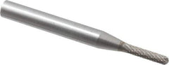 SGS Pro - 1/8" Cut Diam, 1/4" Shank Diam, Cylinder with Radius Head Double Cut Burr - Carbide, Radius End, 5/8" LOC - Industrial Tool & Supply