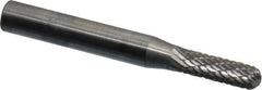SGS Pro - 3/16" Cut Diam, 1/4" Shank Diam, Cylinder with Radius Head Double Cut Burr - Carbide, Radius End, 5/8" LOC - Industrial Tool & Supply