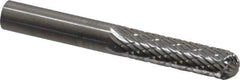SGS Pro - 1/4" Cut Diam, 1/4" Shank Diam, Cylinder with Radius Head Double Cut Burr - Carbide, Radius End, 1" LOC, 2" OAL - Industrial Tool & Supply